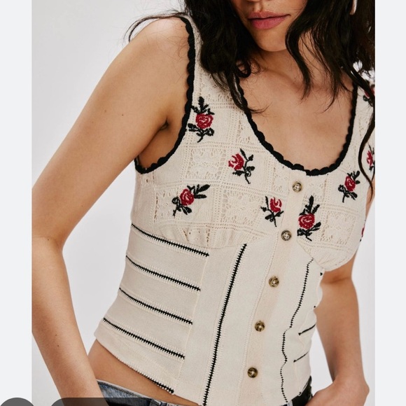 Free People Tops - NWT Free People Rose Bud Knit Tank Top